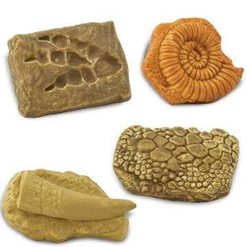 Safari Ltd. Ancient Fossils TOOB - Figurines: Dino Footprint, Giant Crab, Ammonite, Raptor Claw, T-Rex Tooth, Frog Skeleton, Sea Scorpion & More - Educational Toys for Boys, Girls & Kids Ages 3+