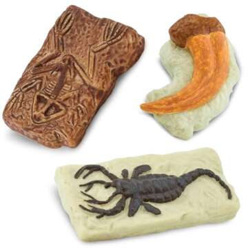 Safari Ltd. Ancient Fossils TOOB - Figurines: Dino Footprint, Giant Crab, Ammonite, Raptor Claw, T-Rex Tooth, Frog Skeleton, Sea Scorpion & More - Educational Toys for Boys, Girls & Kids Ages 3+