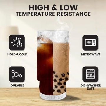 Elegant Icesip 4 Pcs Glass Set with Lids & Straws