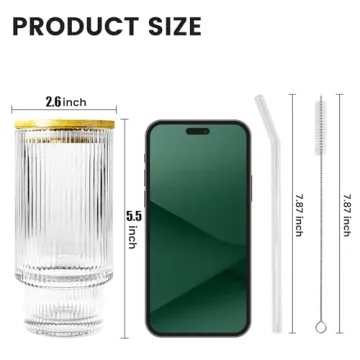 Elegant Icesip 4 Pcs Glass Set with Lids & Straws