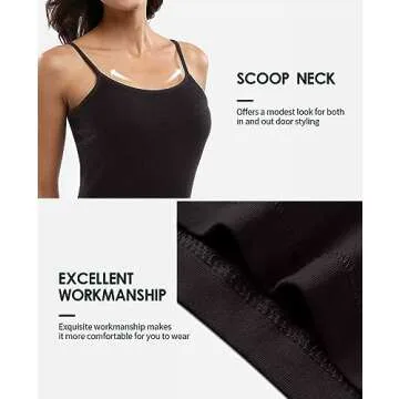 Women's Camisole Built-in Shelf Bra Adjustable Spaghetti Straps Tank Top Pack, 2 Pk Black / Black, XX-Large,2 Pk Black / Black,XX-Large