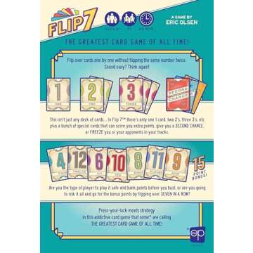USAOPOLY Flip 7, Fast Fun Card Game, Great for Family Game Night, Ages 8+, 3+ Players, 20 Minutes