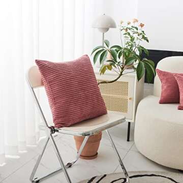 Home Brilliant Throw Pillow Covers Striped Corduroy Velvet Cushion Cover for Baby Supersoft Handmade...