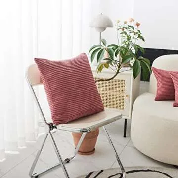 Home Brilliant Throw Pillow Covers Striped Corduroy Velvet Cushion Cover for Baby Supersoft Handmade...