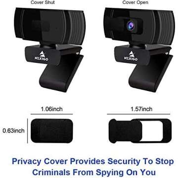NexiGo N930AF 1080p Webcam with Microphone and Privacy Cover, AutoFocus, Noise Reduction, HD USB Web Camera, for Zoom Meeting YouTube Skype FaceTime, PC Mac Laptop Desktop (Renewed)
