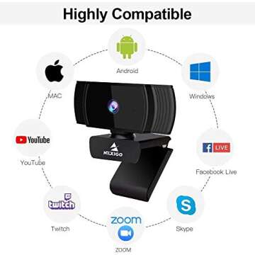 NexiGo N930AF 1080p Webcam with Microphone and Privacy Cover, AutoFocus, Noise Reduction, HD USB Web Camera, for Zoom Meeting YouTube Skype FaceTime, PC Mac Laptop Desktop (Renewed)