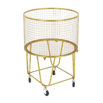 Stylish Deco 79 Gold Metal Laundry Cart - Functional Elegance