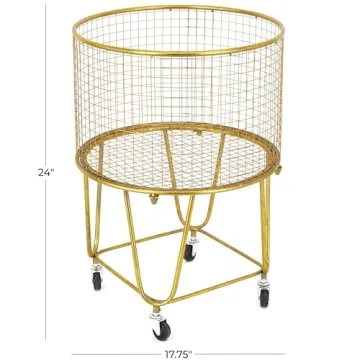 Stylish Deco 79 Gold Metal Laundry Cart - Functional Elegance