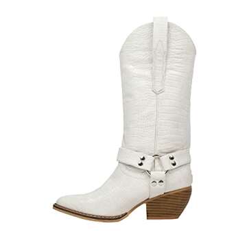 ARIDERGIRL Evon Women's Knee-High Boot (Croco Cream, 6.5)