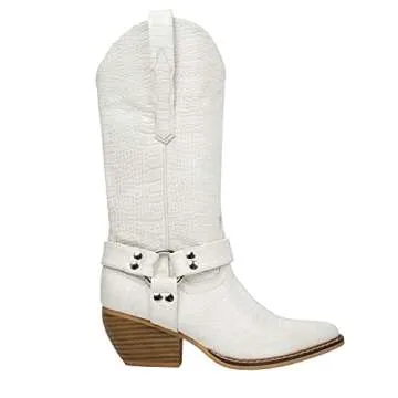 ARIDERGIRL Evon Women's Knee-High Boot (Croco Cream, 6.5)