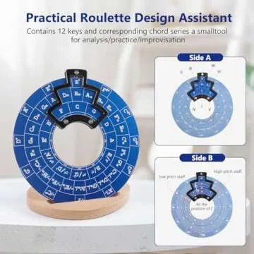 Circle of Fifths Wheel Guitar Accessories with Melody Chord Chart Music Theory Book, Progression Wheel for Musical Learning (Dark blue)