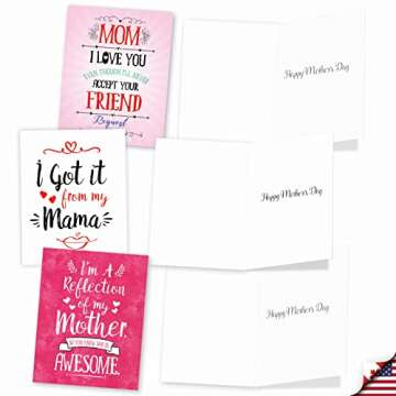 The Best Card Company - 20 Assorted Mother's Day Humor Cards Boxed Stationary Set, with Envelopes (4 x 5.12 Inch) - Loving Small Note Card Set - Mom Notes AM3138MDG-B2x10