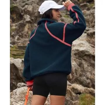 LAMISSCHE Women’s Oversized Half Zip Sherpa Sweatshirt