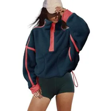 LAMISSCHE Women’s Oversized Half Zip Sherpa Sweatshirt