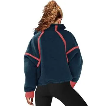 LAMISSCHE Women’s Oversized Half Zip Sherpa Sweatshirt