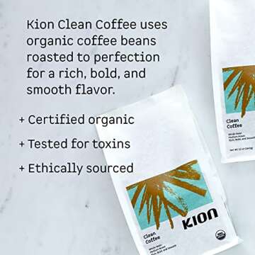Kion Organic Ground Coffee, Tested for Toxins, Ethically Sourced, Rich, Bold, and Smooth, Medium Roa...