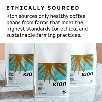 Kion Organic Ground Coffee, Tested for Toxins, Ethically Sourced, Rich, Bold, and Smooth, Medium Roast 12 Oz (3 Pack)