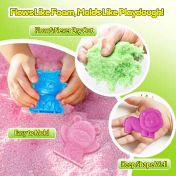 Flower Garden Sensory Bin Toys for Toddlers Kids Age 3-6, 51 PCS Garden Building Blocks, 2.2lbs Sensory Play Sand, 10 Sandbox Toys, Garden Play Set, Preschool Learning Toys Gifts for Boys Girls