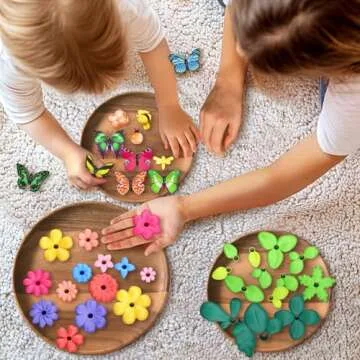 Flower Garden Sensory Bin Toys for Toddlers Kids Age 3-6, 51 PCS Garden Building Blocks, 2.2lbs Sensory Play Sand, 10 Sandbox Toys, Garden Play Set, Preschool Learning Toys Gifts for Boys Girls