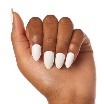 Glamnetic Press On Nails - Angel and Brush On Nail Glue | Opaque White Short Almond Nails, Reusable | 12 Sizes - 24 Nail Kit
