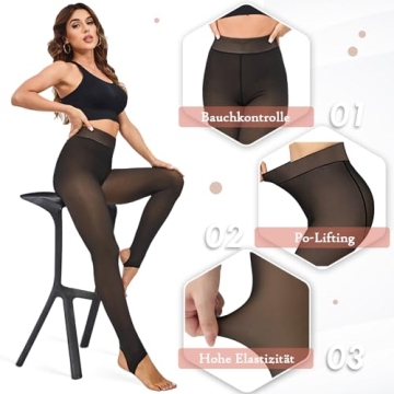 KBVOT Fleece Lined Tights - Warm Winter Leggings for Women