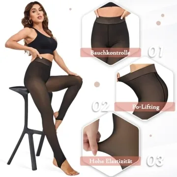 KBVOT Fleece Lined Tights - Warm Winter Leggings for Women