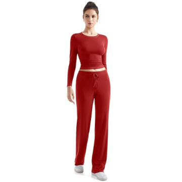 Comfortable Women’s 2 Piece Lounge Matching Sets - Red, M