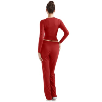 Comfortable Women’s 2 Piece Lounge Matching Sets - Red, M