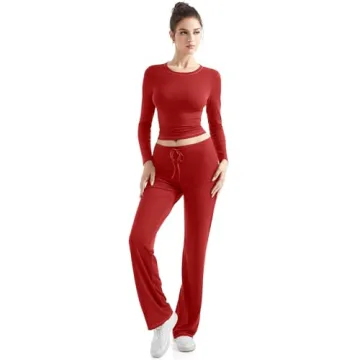 Comfortable Women’s 2 Piece Lounge Matching Sets - Red, M