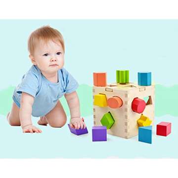 Geometric Shape Sorter for Toddlers - 6 Color Stacking Blocks