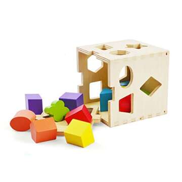 Geometric Shape Sorter for Toddlers - 6 Color Stacking Blocks