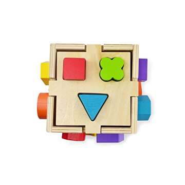 Geometric Shape Sorter for Toddlers - 6 Color Stacking Blocks