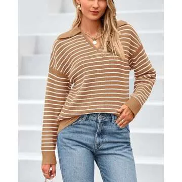 Stylish BTFBM Women's Striped Pullover Sweater