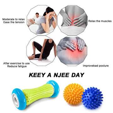 Pasnity Foot Massage Roller & Spiky Balls for Pain Relief
