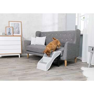 TRIXIE 3 Step Pet Stairs, Lightweight and Collapsible, Easy to Store, Non-Slip Treads, Gray