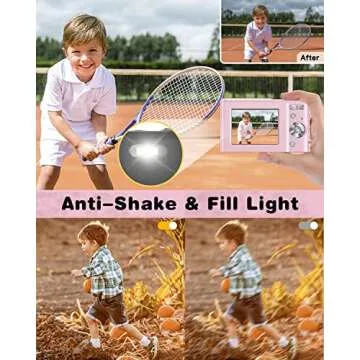 Digital Camera, Lecran Kids Camera FHD 1080P 36.0 Mega Pixels Vlogging Camera with 16X Digital Zoom, LCD Screen, Compact Portable Mini Cameras for Kids, Teens, Students (Pink)