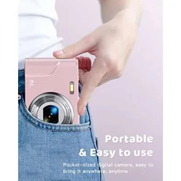 Digital Camera, Lecran Kids Camera FHD 1080P 36.0 Mega Pixels Vlogging Camera with 16X Digital Zoom, LCD Screen, Compact Portable Mini Cameras for Kids, Teens, Students (Pink)
