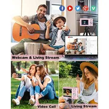 Digital Camera, Lecran Kids Camera FHD 1080P 36.0 Mega Pixels Vlogging Camera with 16X Digital Zoom, LCD Screen, Compact Portable Mini Cameras for Kids, Teens, Students (Pink)