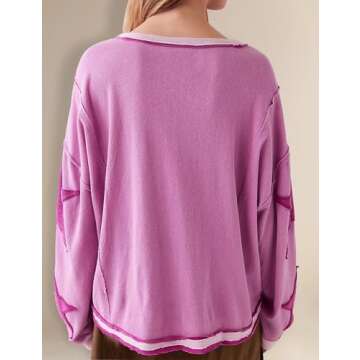 FUNTOUR Women Free Shirts People Free Dupe, Dupes, Long Sleeve Oversized Crewneck Star Shirts Y2K Grunge Pullover Grunge Clothes