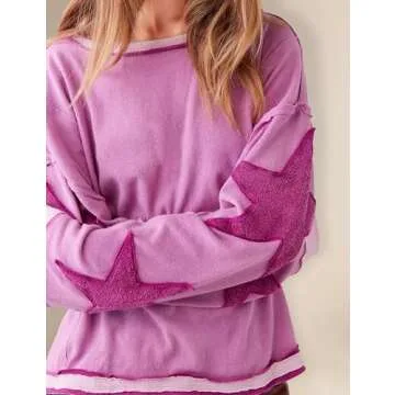 FUNTOUR Women Free Shirts People Free Dupe, Dupes, Long Sleeve Oversized Crewneck Star Shirts Y2K Grunge Pullover Grunge Clothes