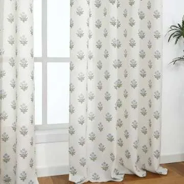 Farmhouse Sheer Curtains 84 Inches Long for Living Room,Cute Blue and Green Boho Vintage Floral Spring Window Treatments Light Filtering Grommet Curtain Drapes 84 Inch Length 2 Panels Set