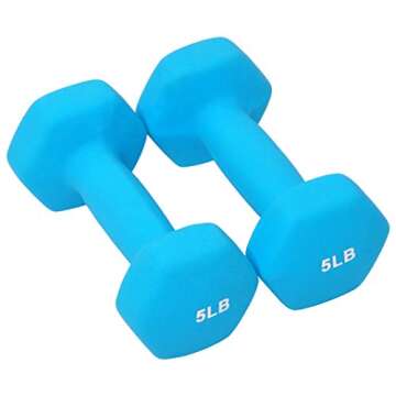 Fitvids Colored Vinyl or Neoprene Coated Dumbbell Set with Stand, 32-Pound Set with Stand, 3LB, 5LB, 8LB Pairs, Cast Iron