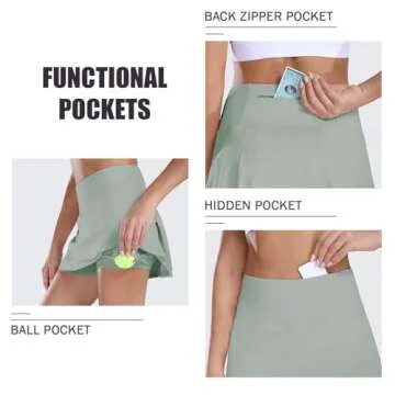 BALEAF Women's 13" Tennis Skirts Golf Skort High Waisted Athletic Pleated Pockets Linner Running Sports Workout Casual