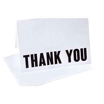 100 Letterpress Thank You Cards and Self Seal Envelopes. Perfect for Graduation, Business, Weddings - Opie’s Paper Company (Black & White)