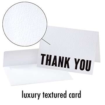 100 Letterpress Thank You Cards and Self Seal Envelopes. Perfect for Graduation, Business, Weddings - Opie’s Paper Company (Black & White)