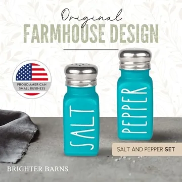 Brighter Barns Teal Salt and Pepper Shakers Set for Home