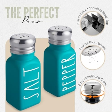 Brighter Barns Teal Salt and Pepper Shakers Set for Home