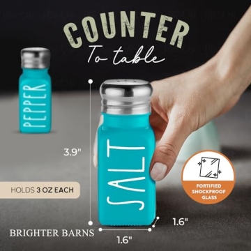 Brighter Barns Teal Salt and Pepper Shakers Set for Home
