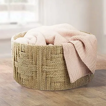 Large Woven Seagrass Storage Basket for Home Organization