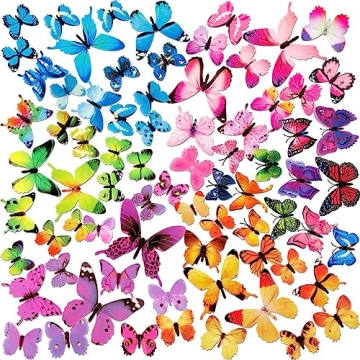 120PCS 3D Colorful Butterfly Wall Stickers - Enchanting Removable Decor